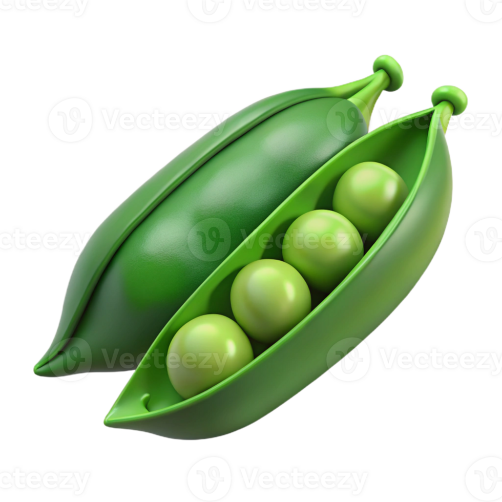3D Render Green Peas in Pod png
