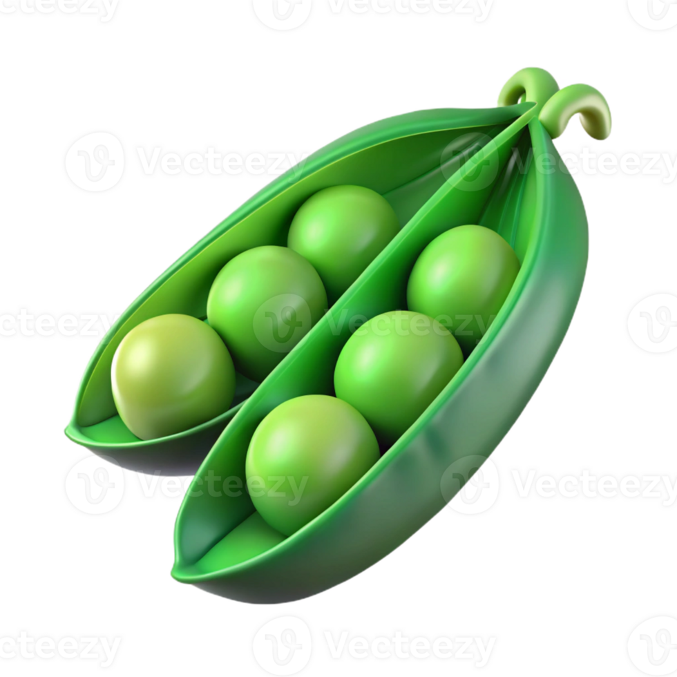 3D Render of Fresh Green Peas in a Pod png