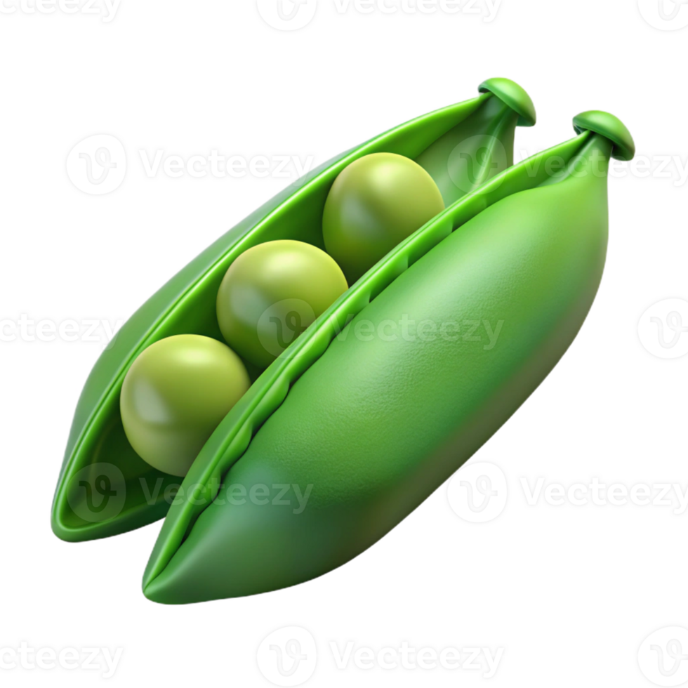 3D Render of Peas in a Pod png