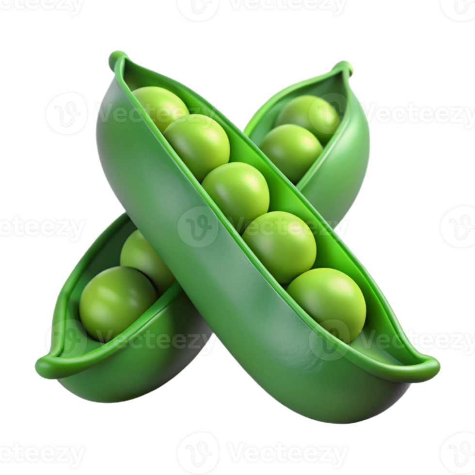3D Render Green Peas in Pods png