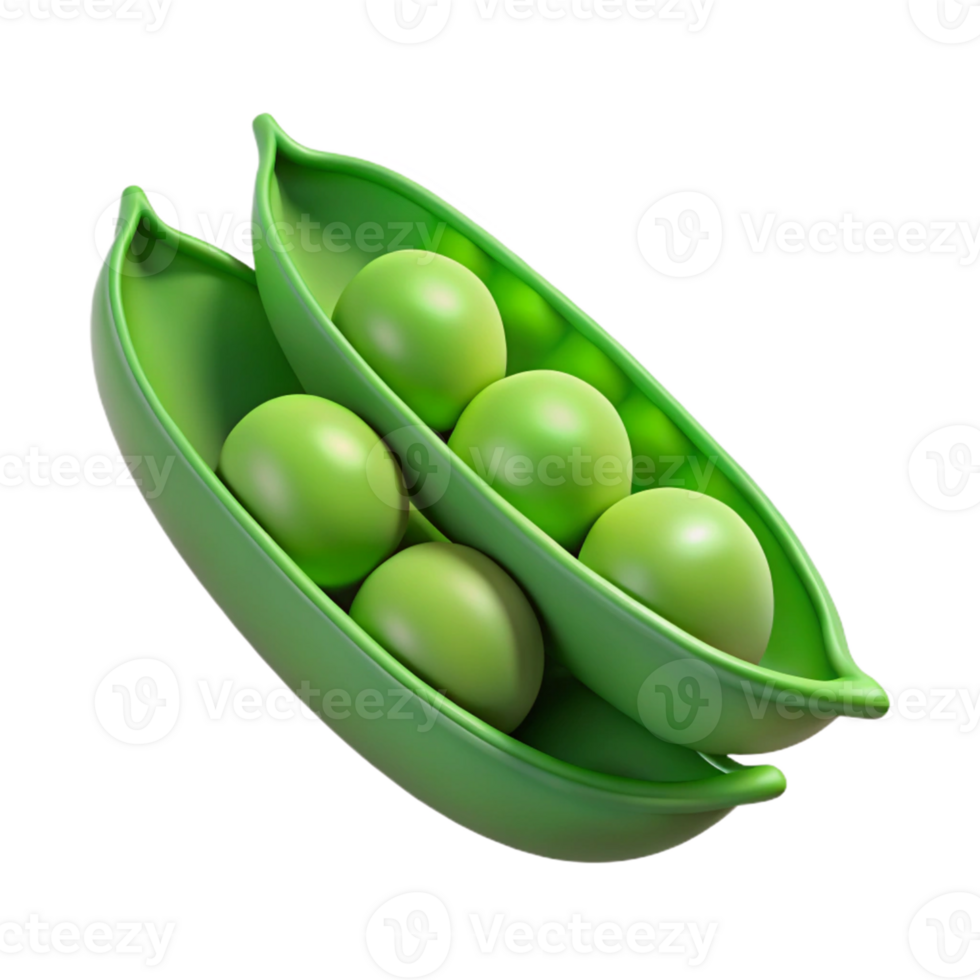 3D Render of Green Peas in Pods png