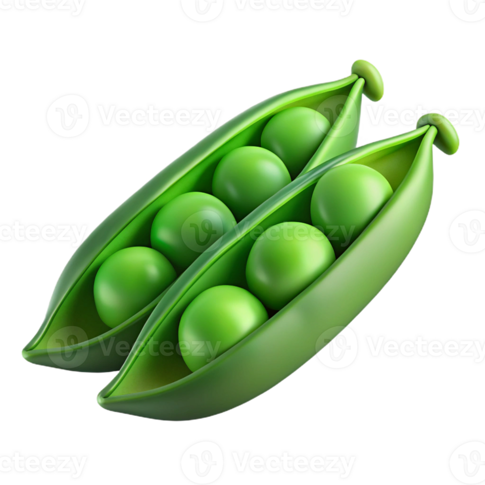 3D Render of Fresh Green Peas in Pods png