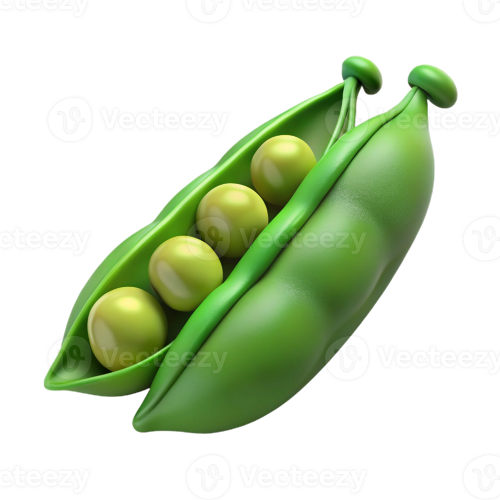 3D Render of Green Peas in a Pod png