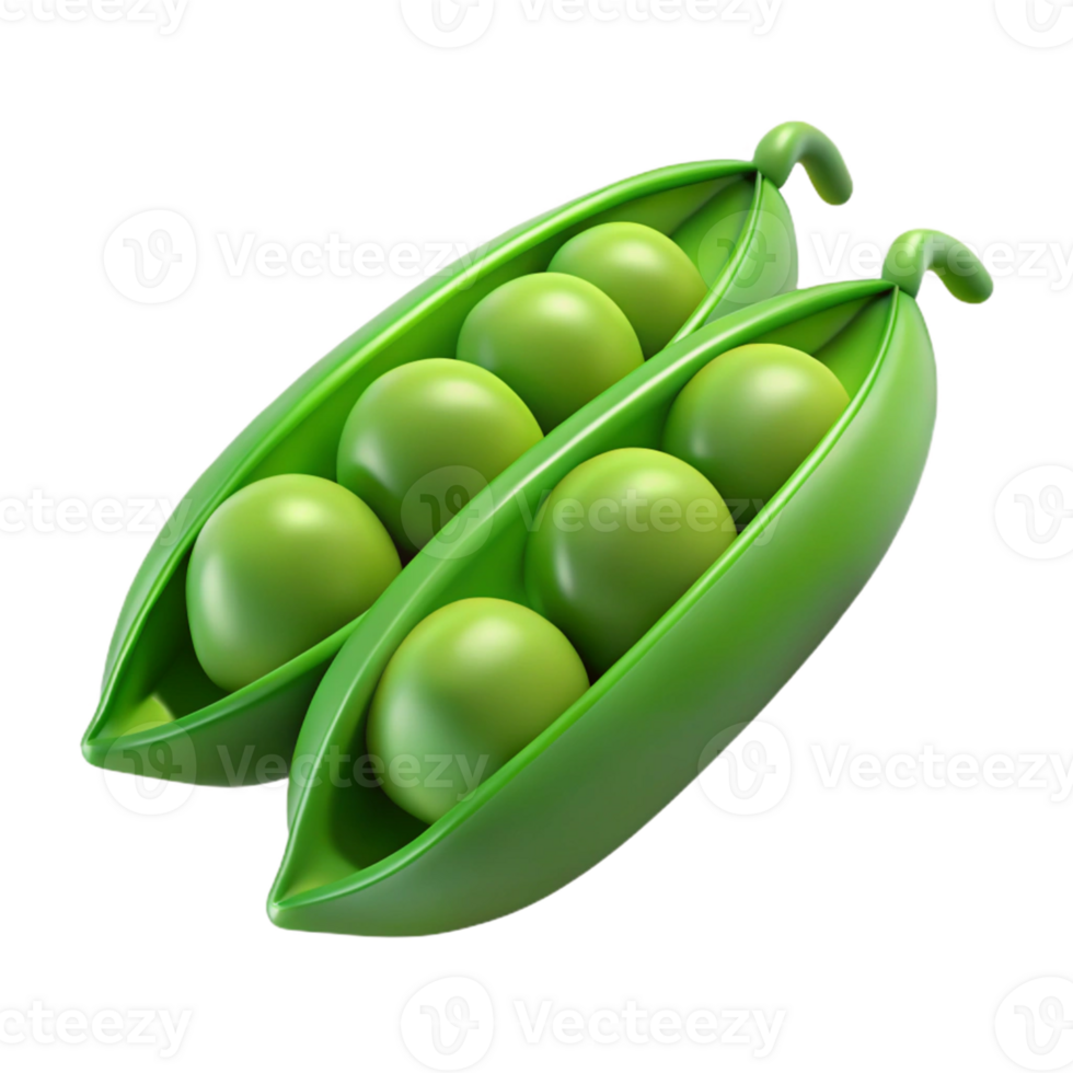 3D Render of Green Peas in Pods png