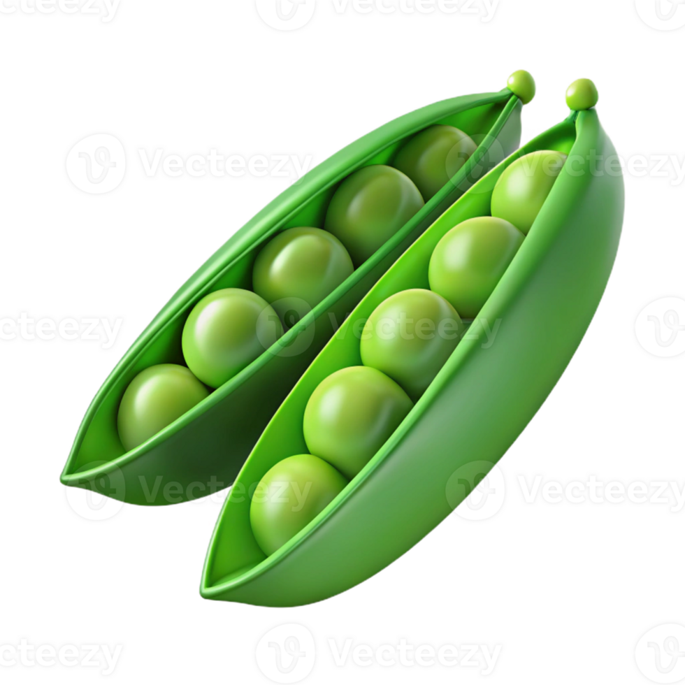 3D Render Green Peas in Pods png