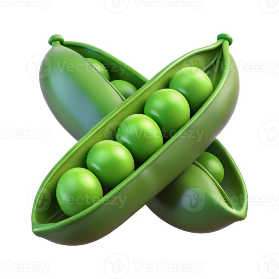 3D Render Green Peas in Pods png