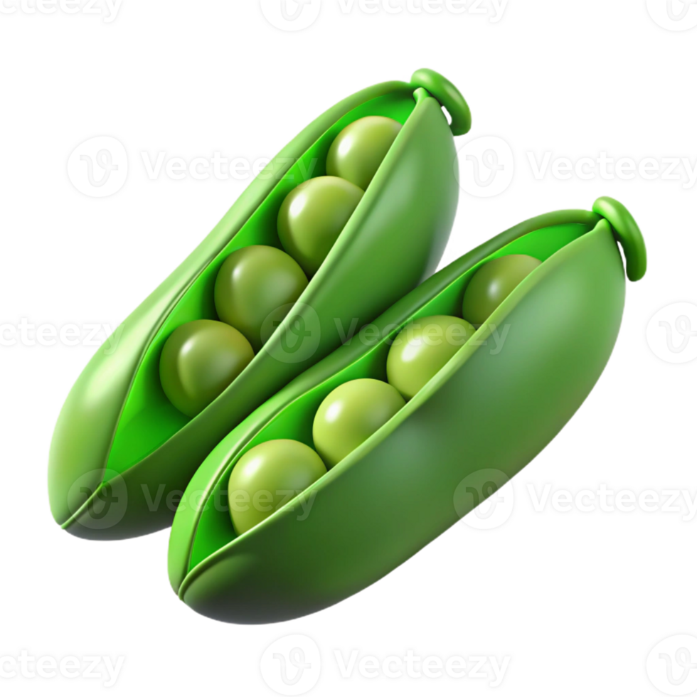 3D Render Green Peas in Pods png