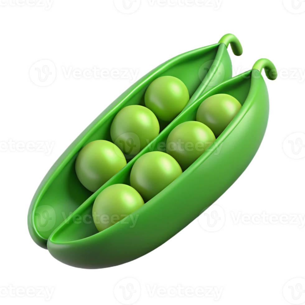 3D Render of Peas in a Pod png