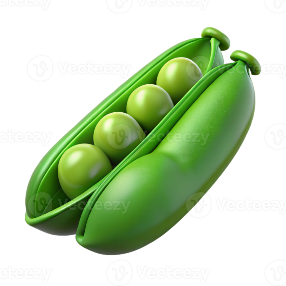 3D Render of Green Peas in a Pod png
