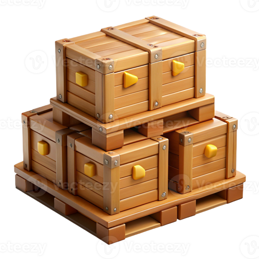 3D Illustration Wooden Crates on Pallet png