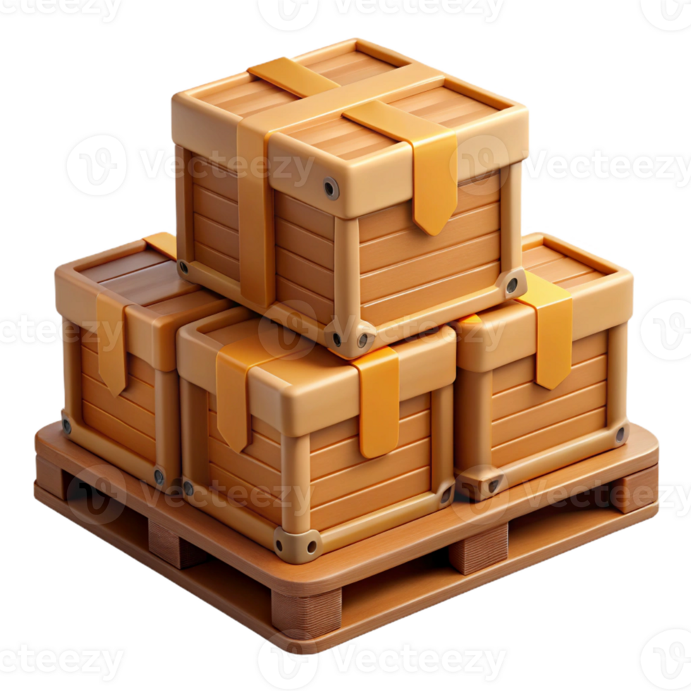 3D Illustration Wooden Crates on Pallet png