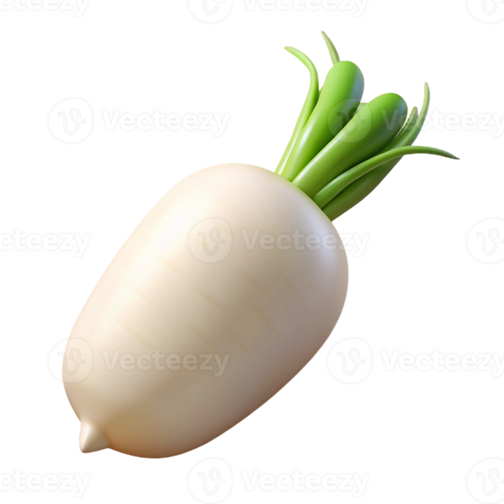 3D Render of a White Radish png
