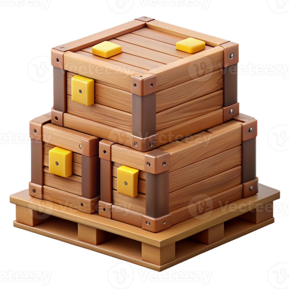 Stacked Wooden Crates 3D Illustration png