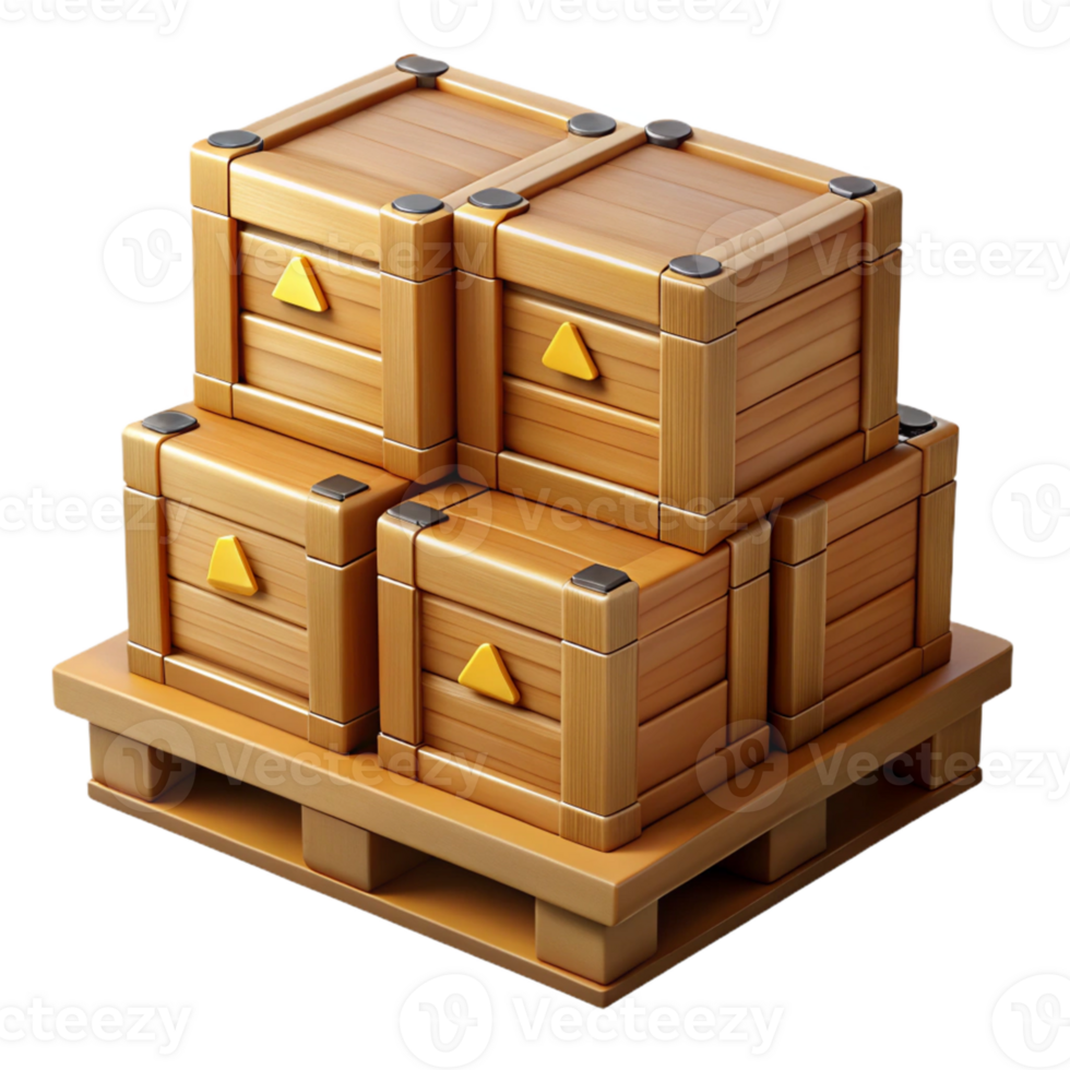 Wooden Crate Stack 3D Illustration png