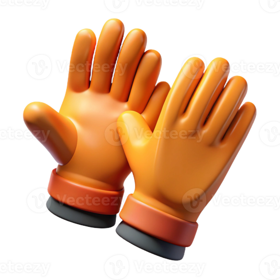 3D Render Orange Gloves High Five png