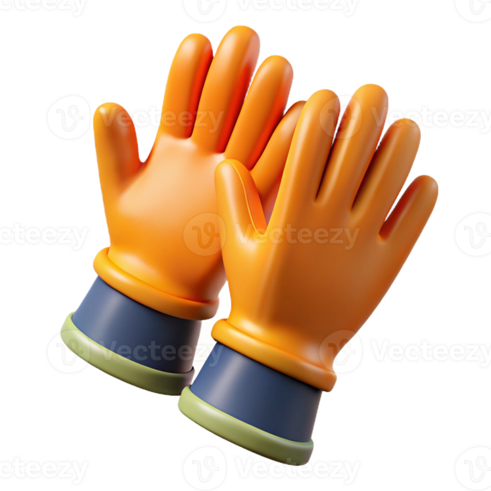 3D Render Orange Work Gloves png