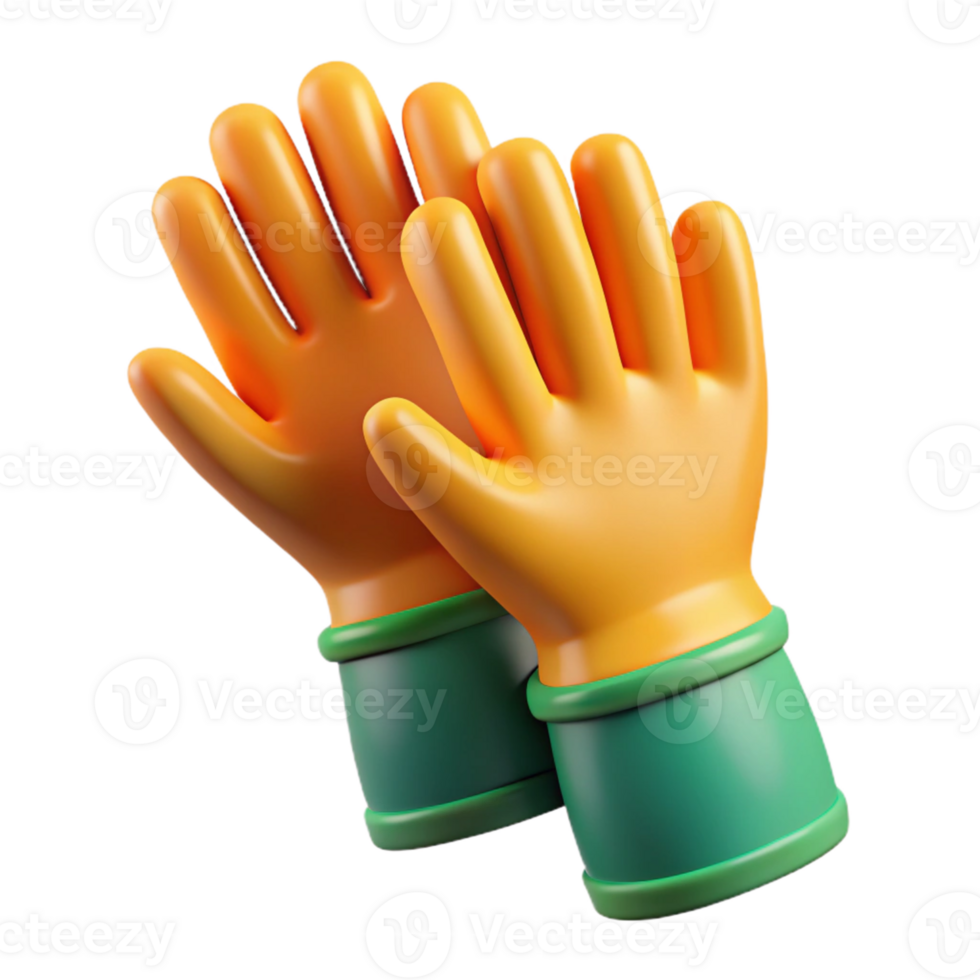 3D Render of Yellow and Green Gloves png