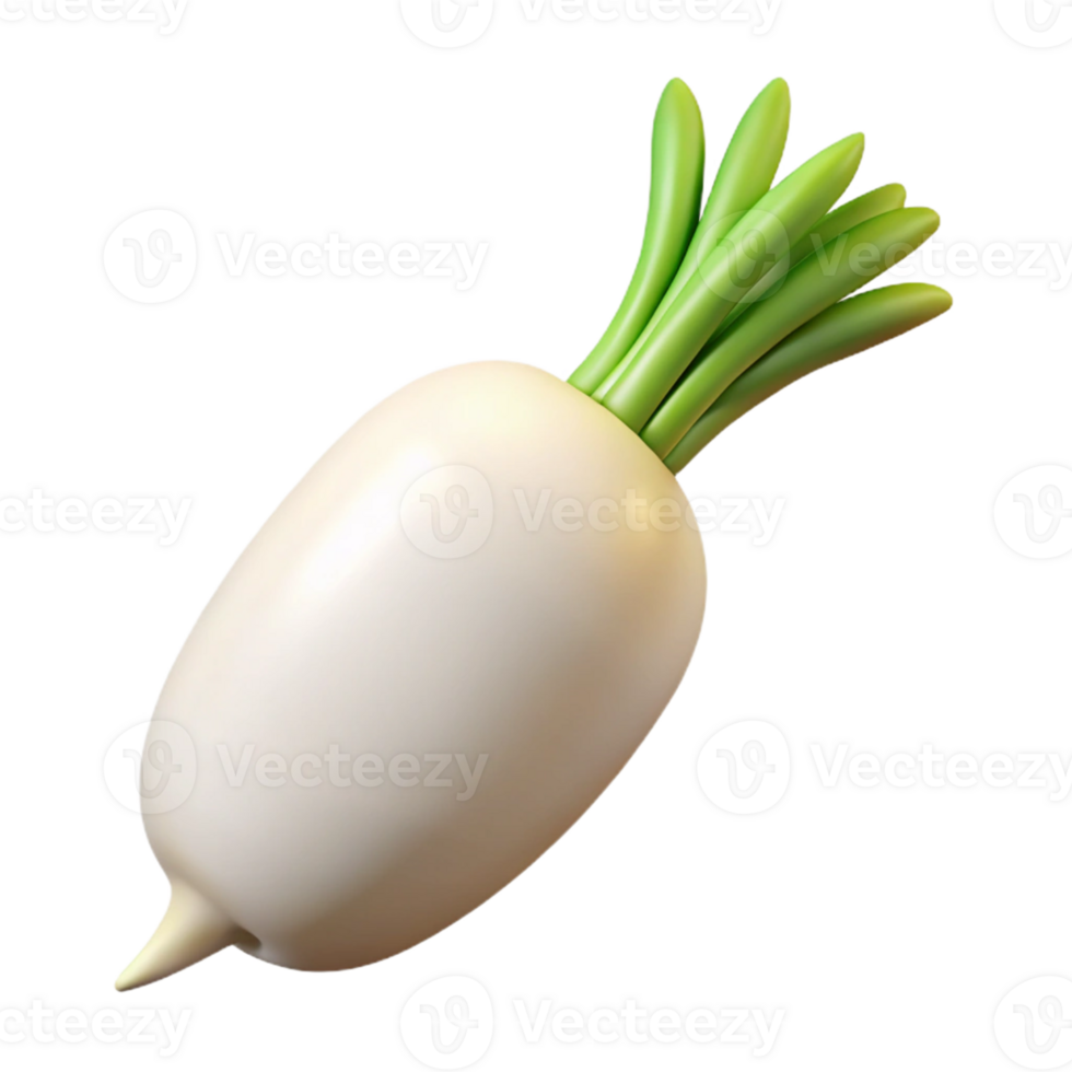 3D Render of a White Radish png