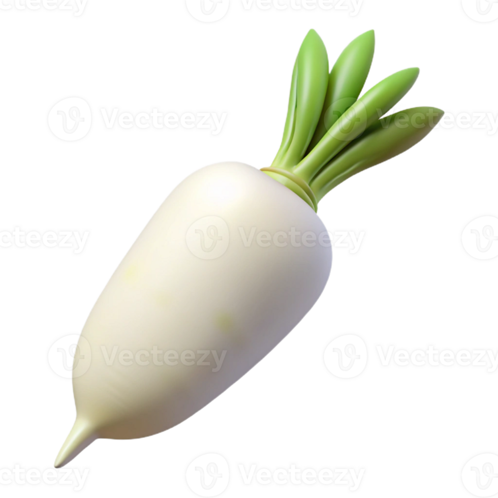 3D Render of a White Radish png