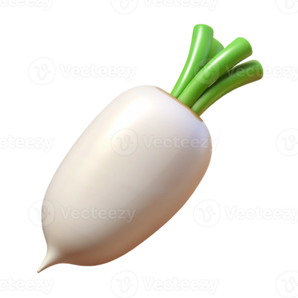 3D Render of a White Radish png