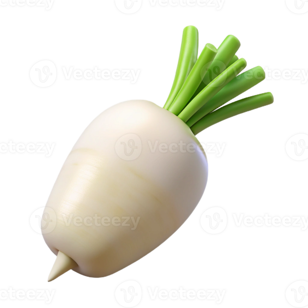3D Render of a White Radish png