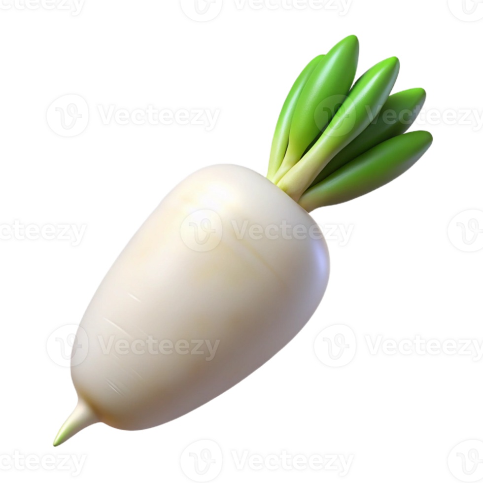 3D Render of a White Radish png