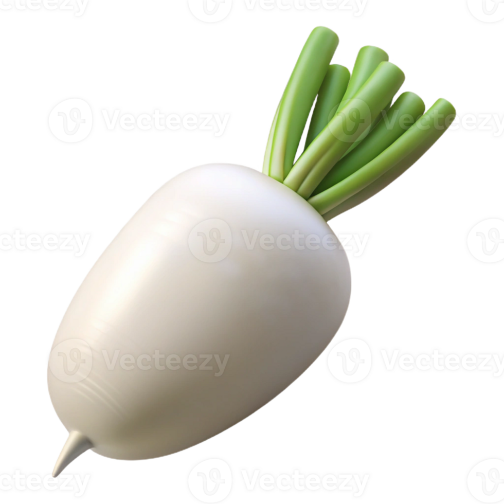 3D Render White Radish png