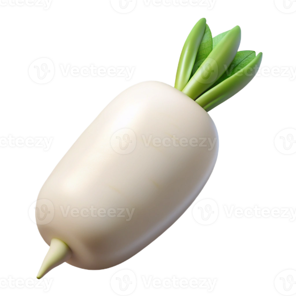 3D Render of a White Radish png