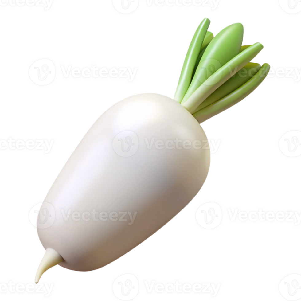 3D Render of a White Radish png