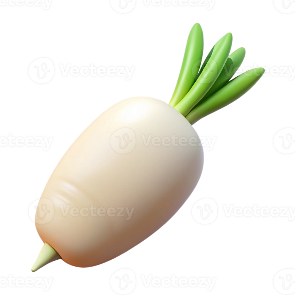 3D Render of a White Radish png