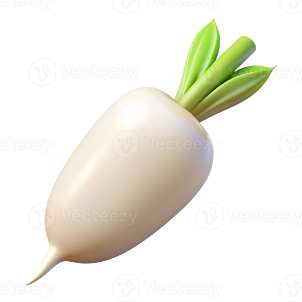 3D Render of a White Radish png