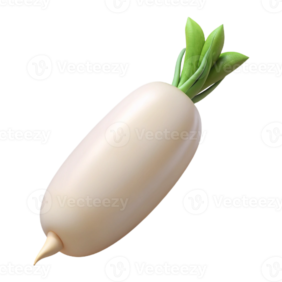 3D Render of a White Radish png
