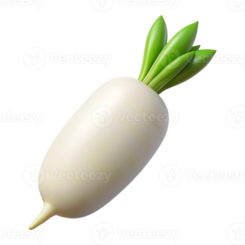 3D Render of a White Radish png