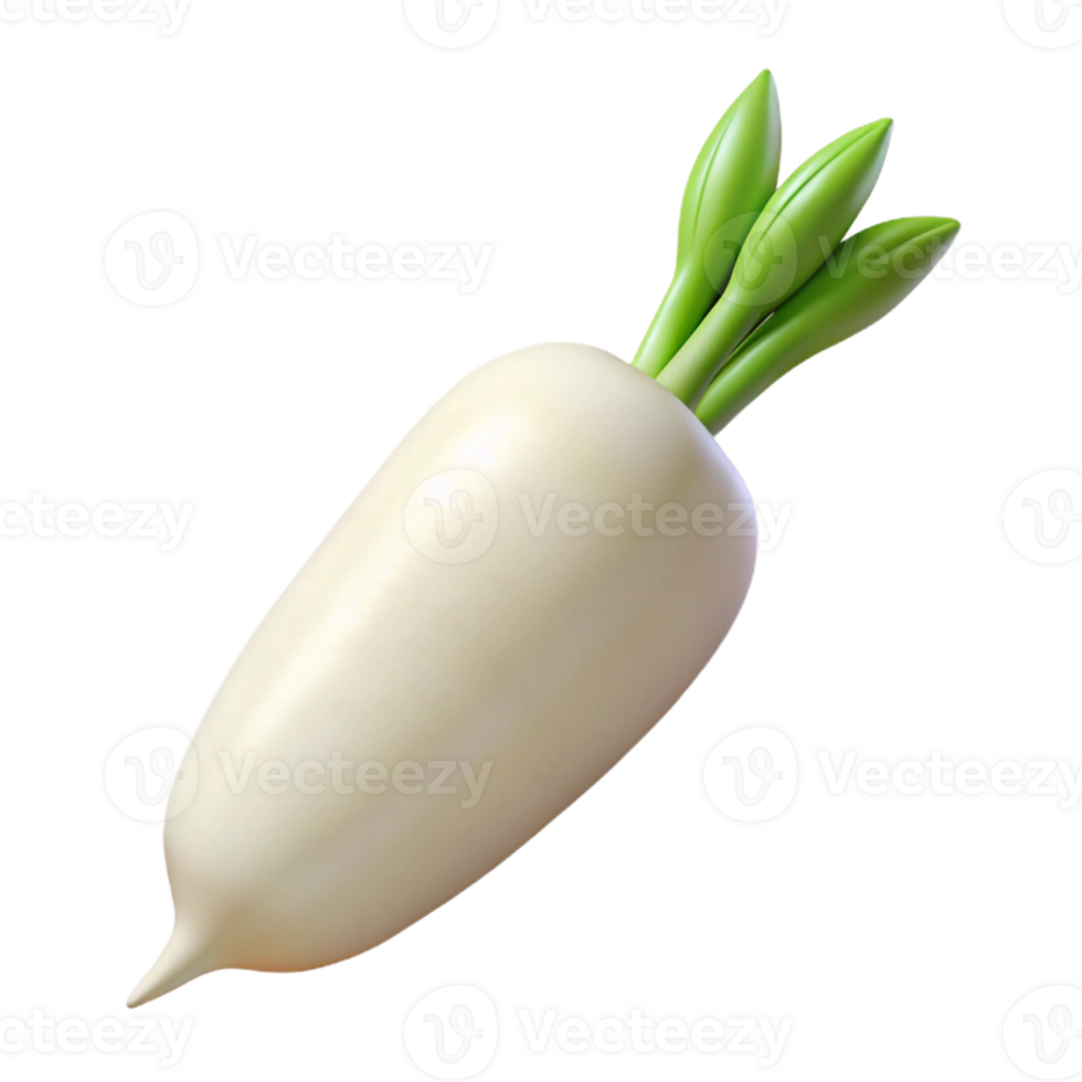 3D Render of a White Radish png
