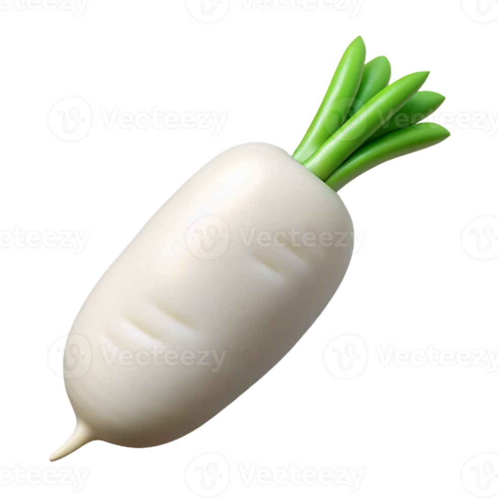 3D Render of a White Radish png