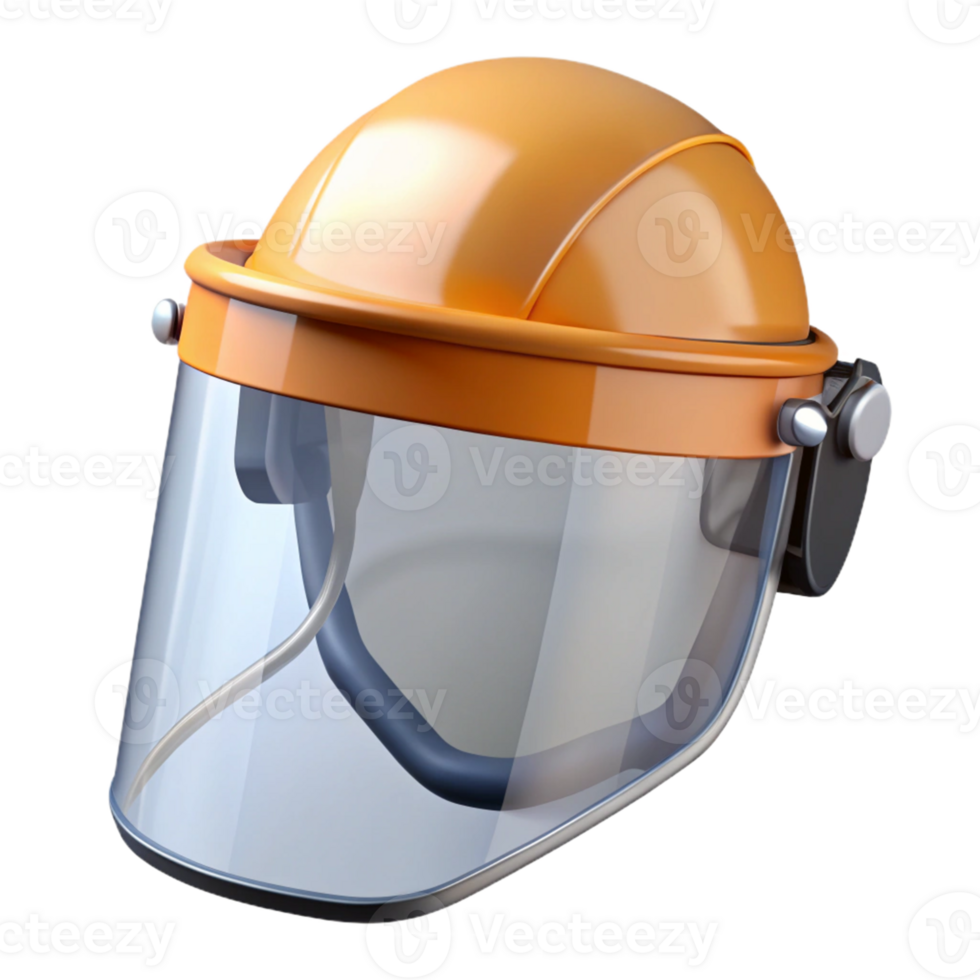 3D Render Orange Safety Helmet with Face Shield png