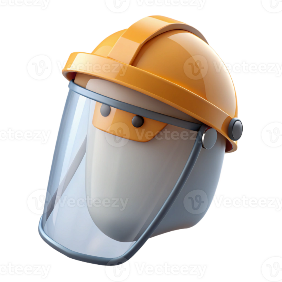 3D Render of Safety Helmet with Face Shield png