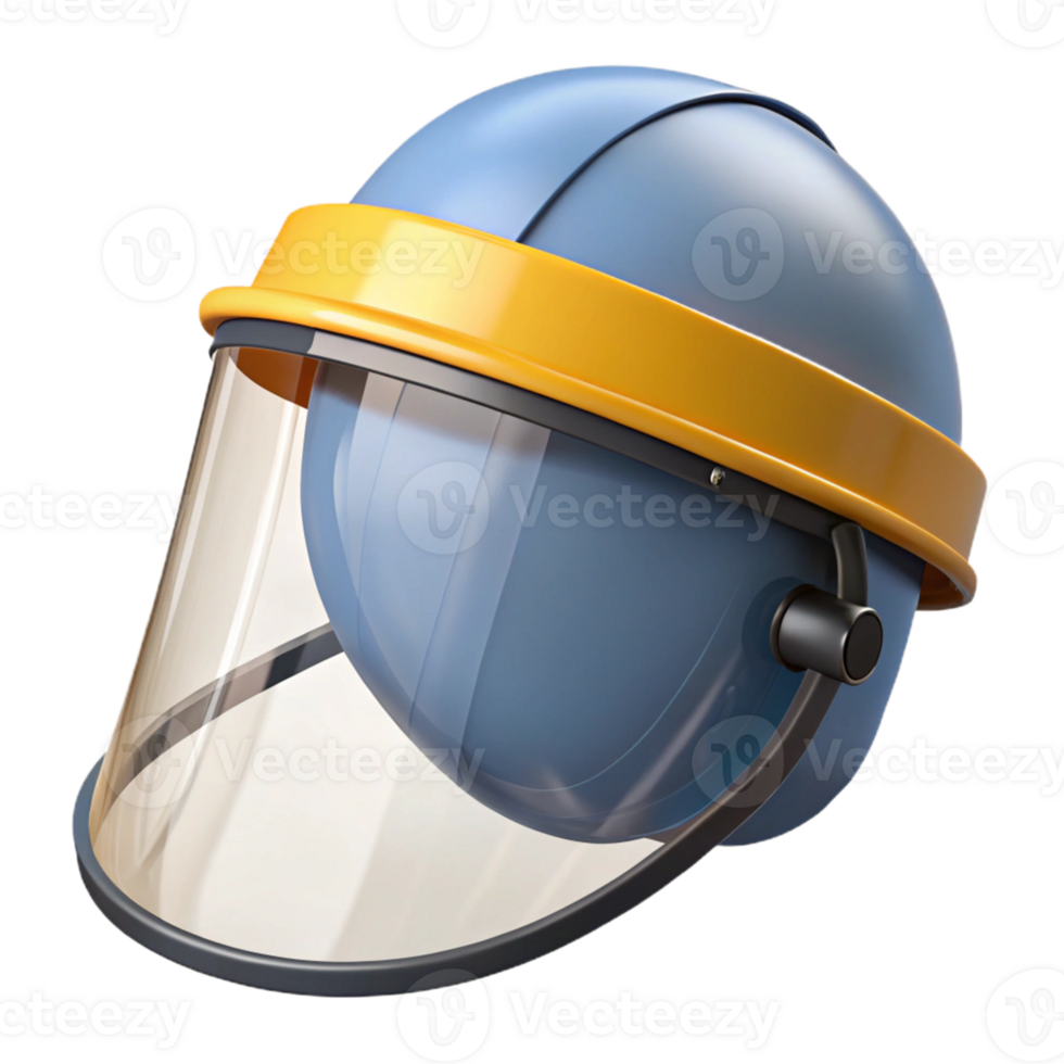 3D Render of Safety Helmet with Face Shield png
