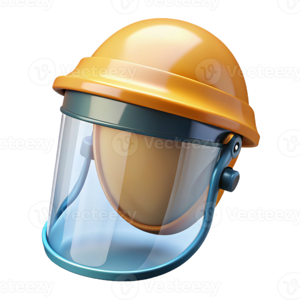 3D Render Safety Helmet with Face Shield png