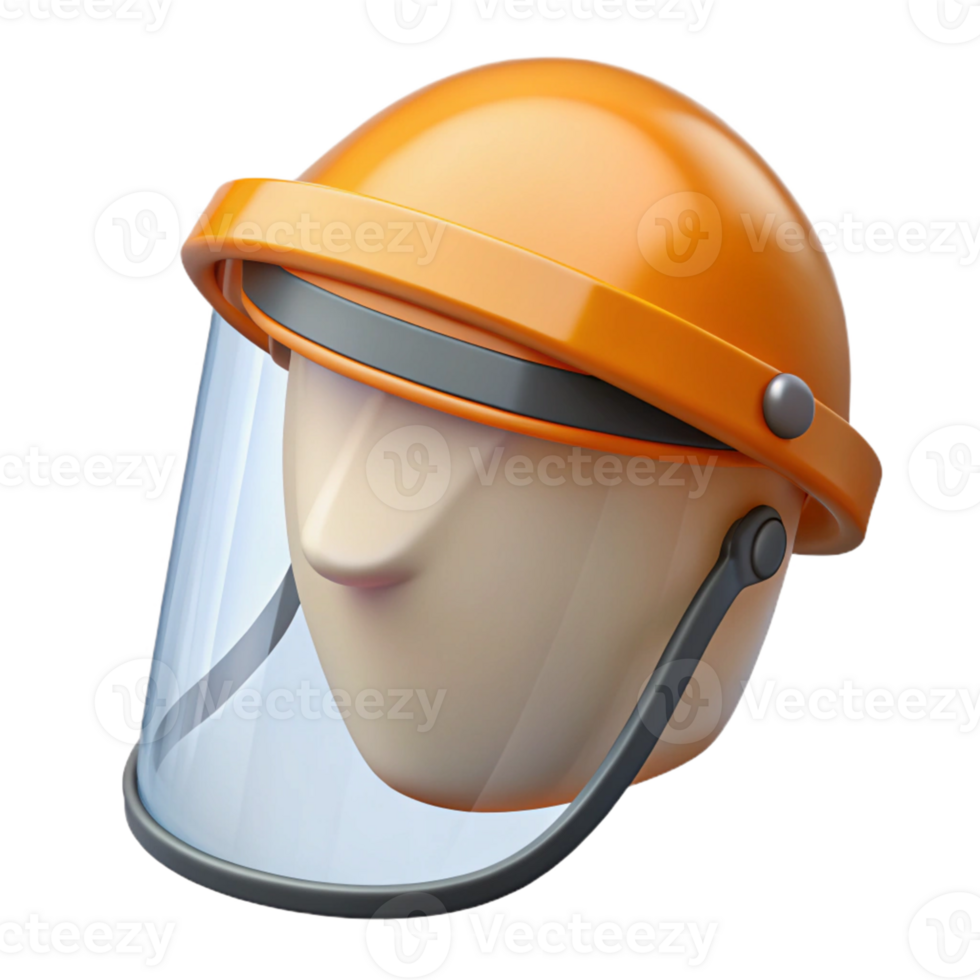 3D Render Safety Helmet with Face Shield png