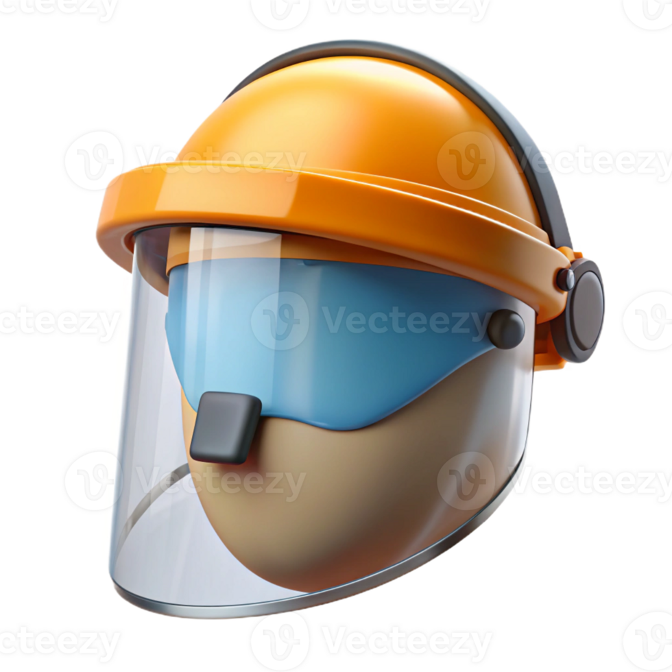 3D Illustration of Safety Helmet and Face Shield png