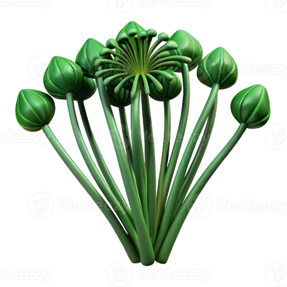 3D Render Green Plant Buds Illustration png