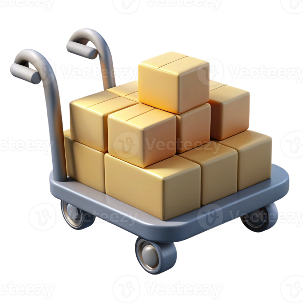 3D Render of a Package Cart png