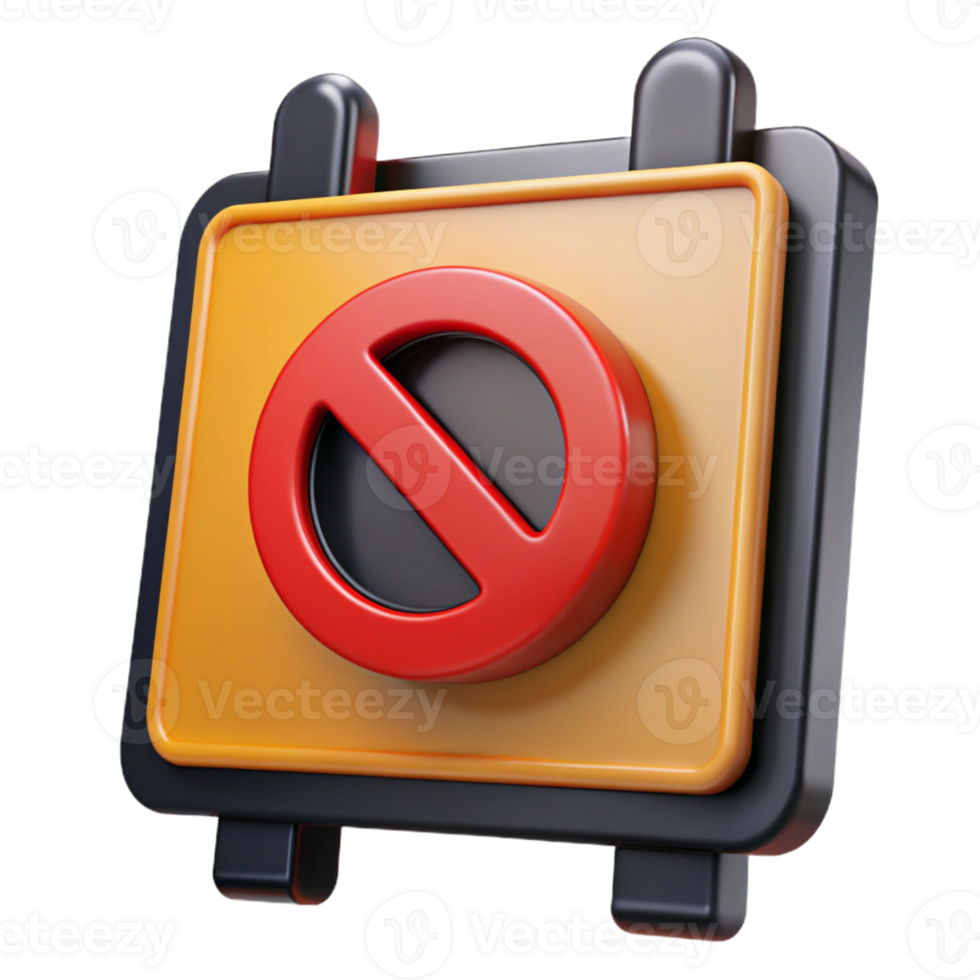 3D Render Prohibited Sign Illustration png