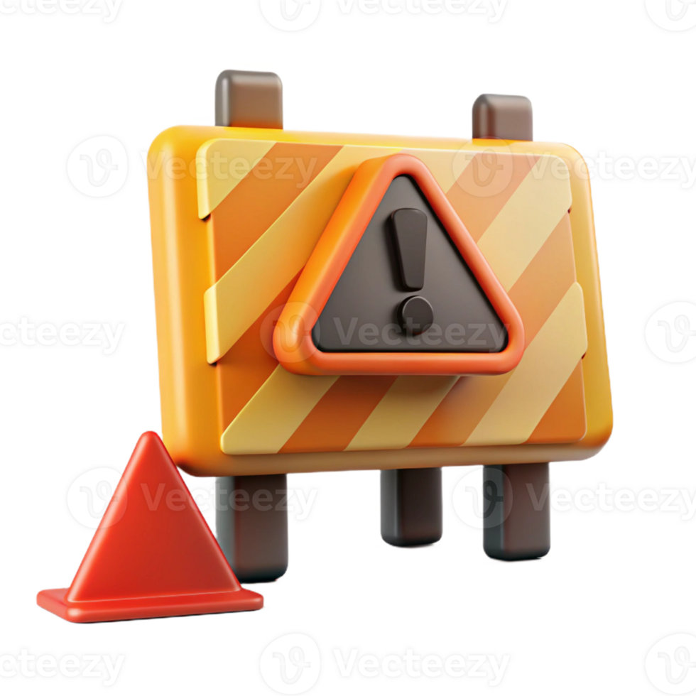 3D Render Warning Sign Illustration png