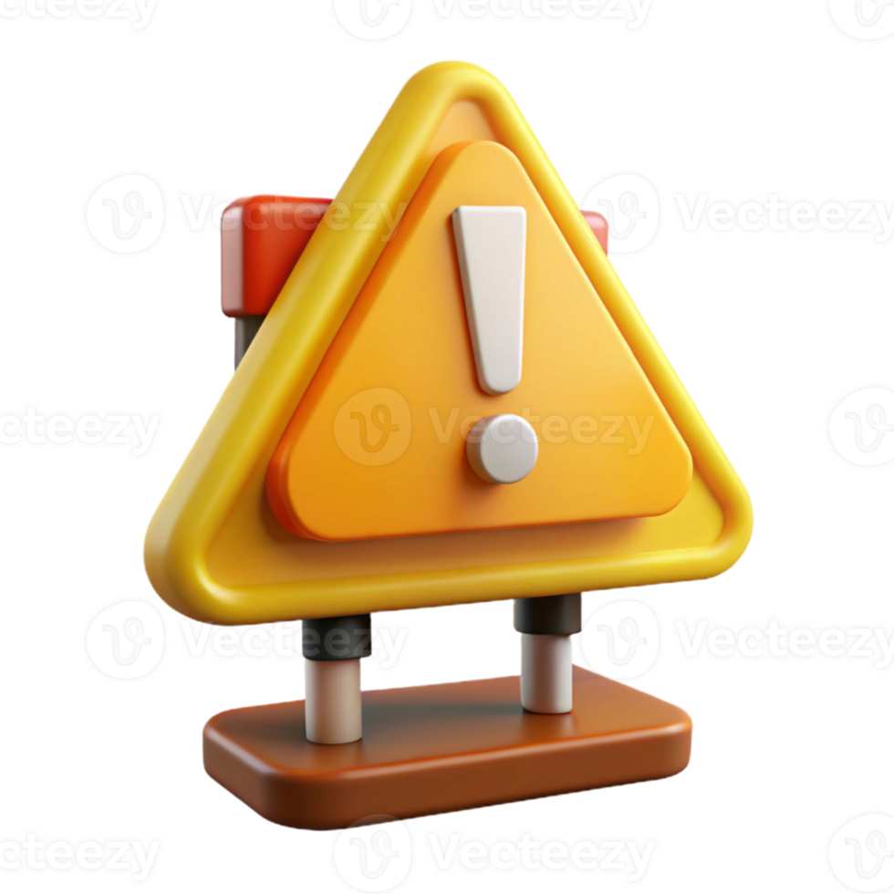 3D Render Warning Sign Illustration png