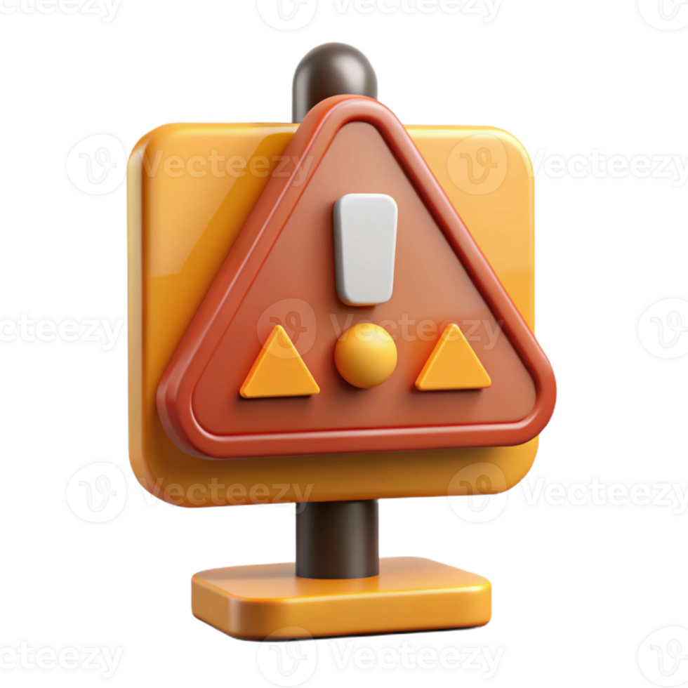 3D Render Alert Sign Illustration png