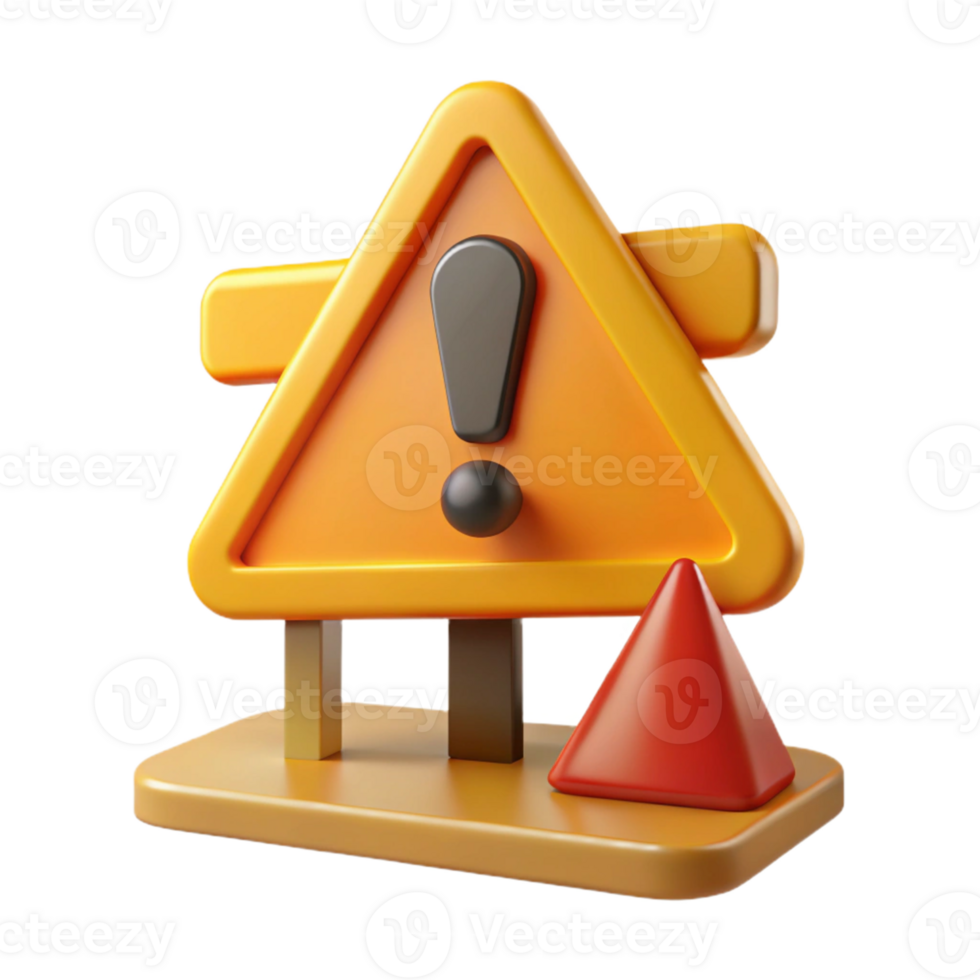 3D Render Warning Sign Illustration png