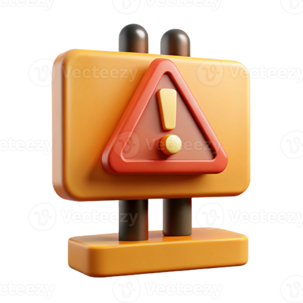 3D Render Warning Sign Illustration png