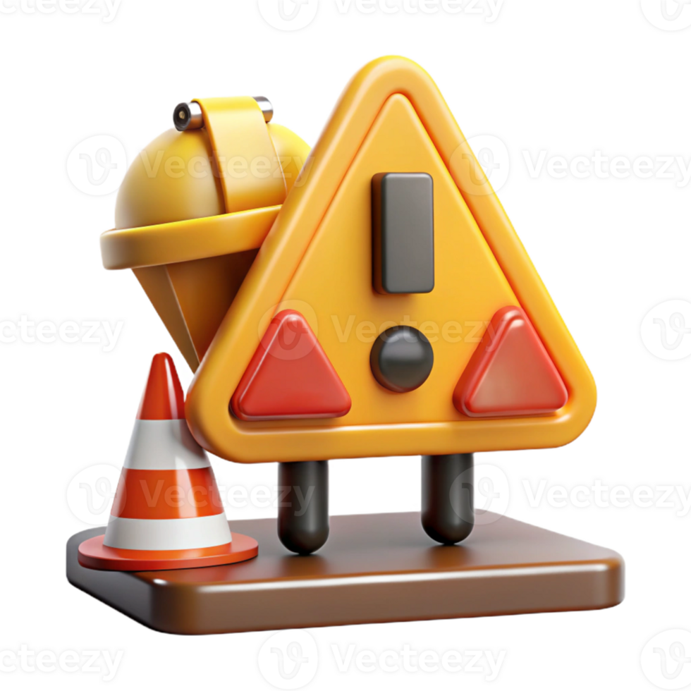 3D Render Warning Sign Illustration png